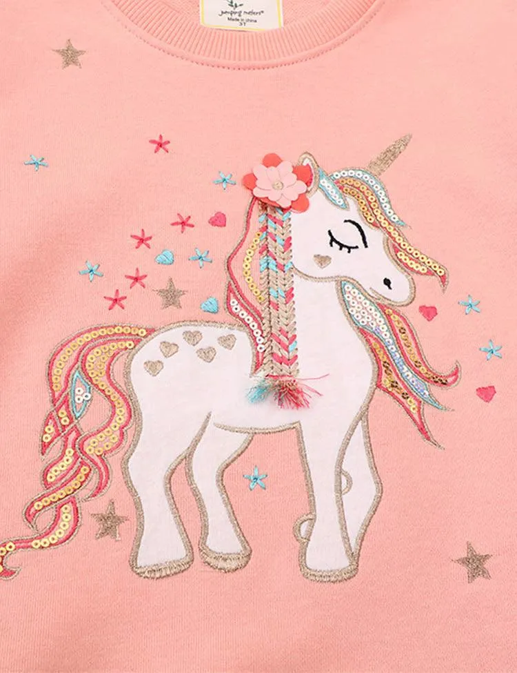Sparkling Floral Unicorn Appliqué Sweatshirt - Image 3