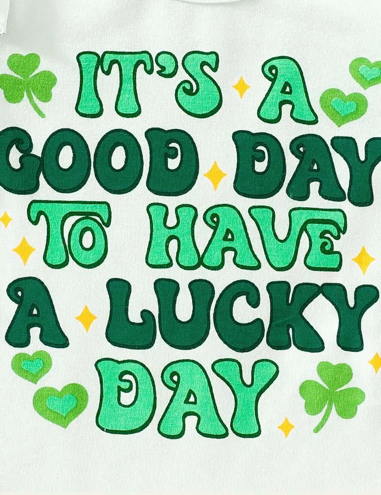 St. Patrick's Day Letter Printed Romper+Lucky Strap Dress - Image 3