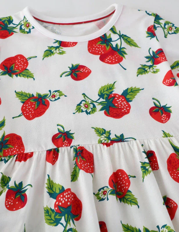 Strawberry Print Long-sleeved Dress - Image 3