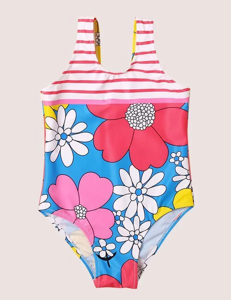 Striped Floral Swimsuit - Image 3