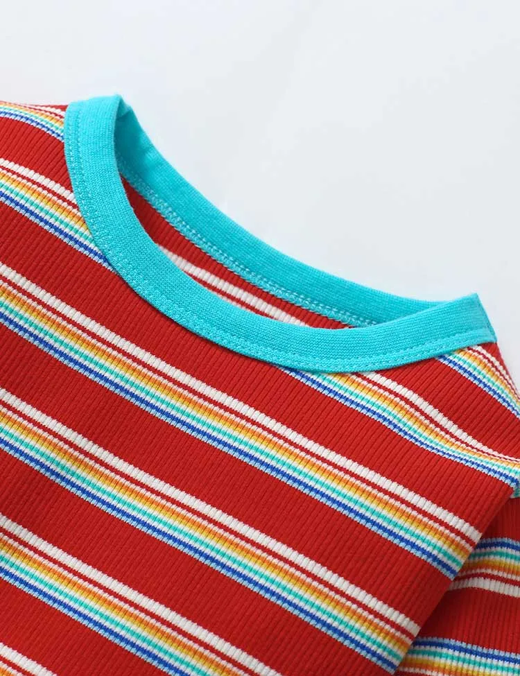 Striped T-shirt & Overalls Set - Image 4
