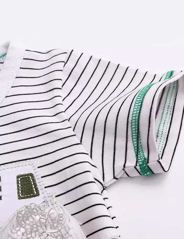 Striped Truck Appliqué T-shirt - Image 3