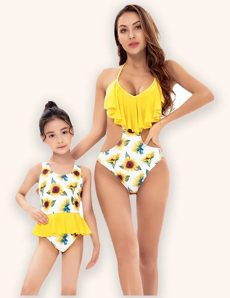 Mom&Me Sunflower Printed Swimsuit
