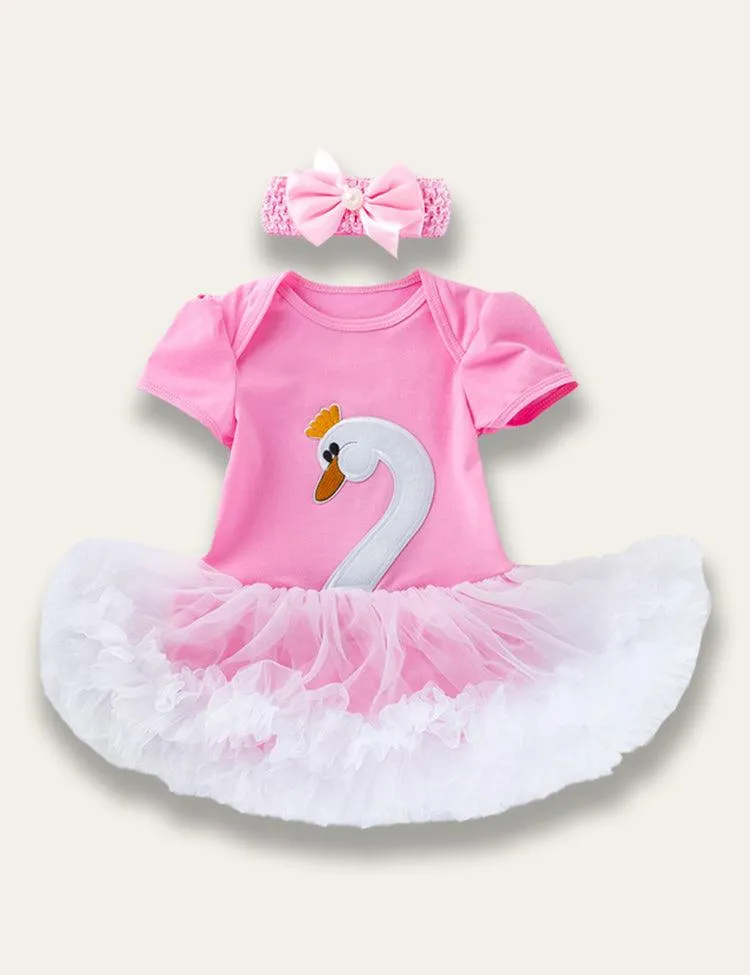 Swan Appliqué Romper Dress - Image 2