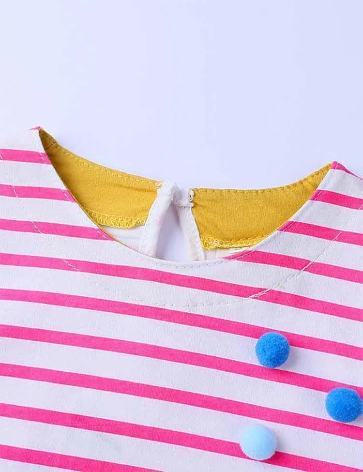 Today Only - Turtle Appliqué Short-Sleeved Striped Dress - Image 4