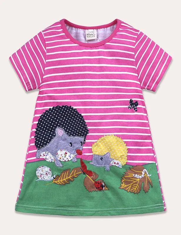 Today Only - Turtle Appliqué Short-Sleeved Striped Dress - Image 5