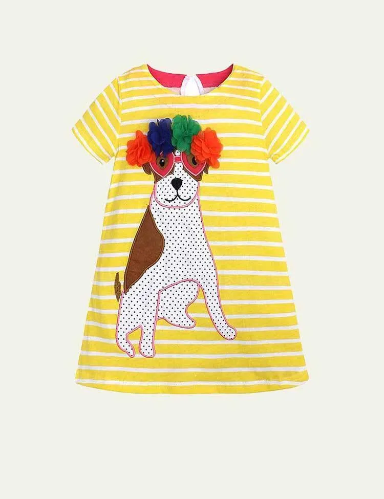 Today Only - Turtle Appliqué Short-Sleeved Striped Dress - Image 6