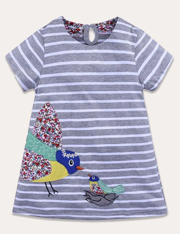 Today Only - Turtle Appliqué Short-Sleeved Striped Dress - Image 9