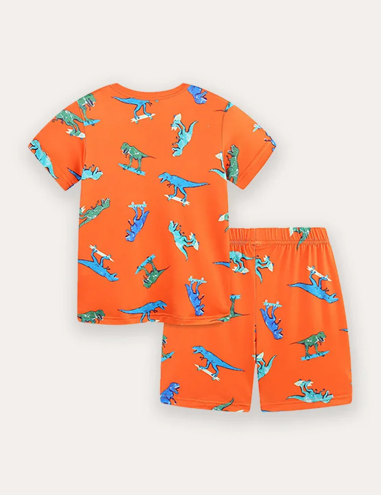 Tyrannosaurus Rex Print Short Sleeve T-Shirt and Shorts Set - Image 2