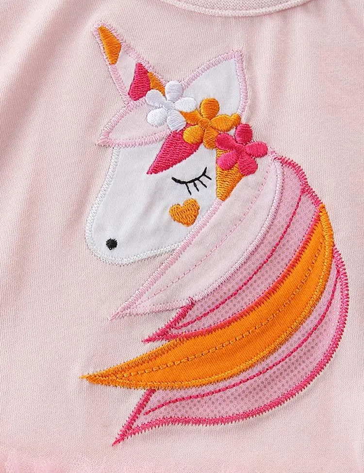 Unicorn Appliqué Embroidered Mesh Dress - Image 3