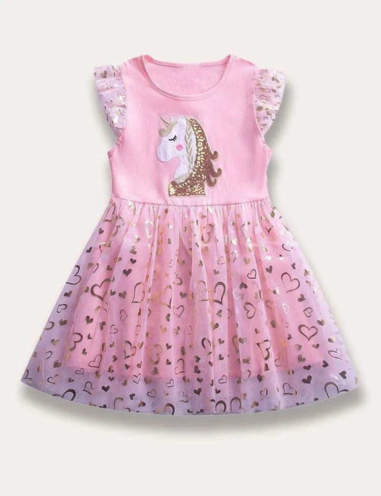 Unicorn Appliqué Tulle Dress - Image 3