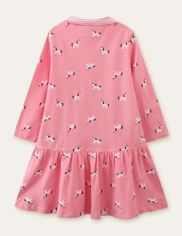 Unicorn Full Printed Long Sleeve Dress - Image 2
