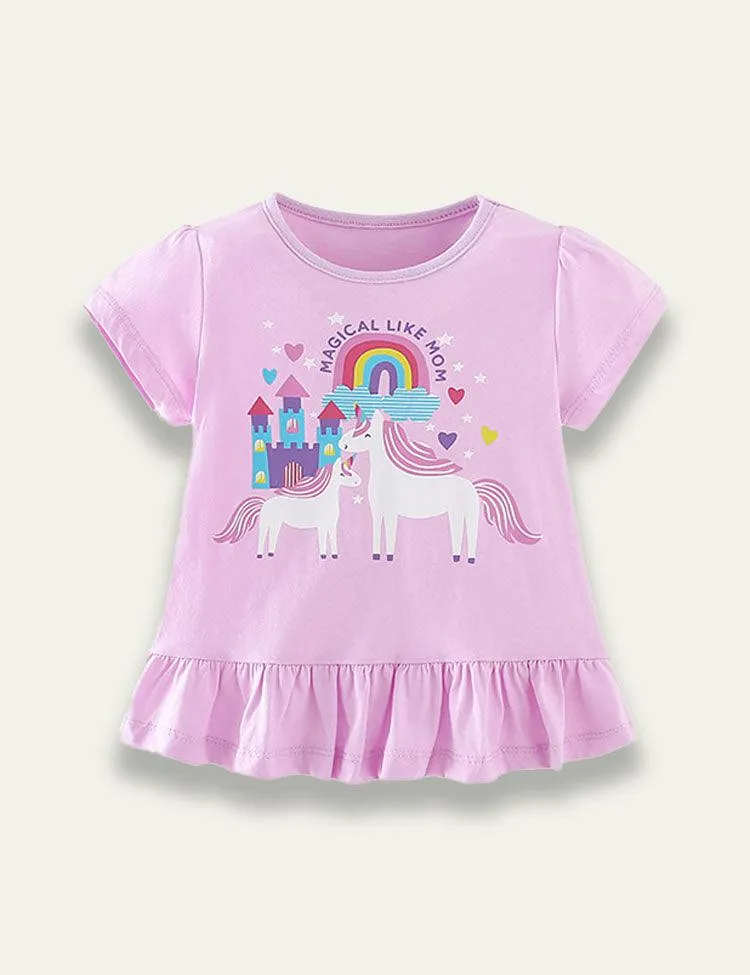 Unicorn Printed Round Neck T-shirt