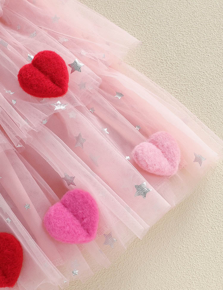 Valentine's Day Heart Applique Multi-layers Tulle Dress - Image 3