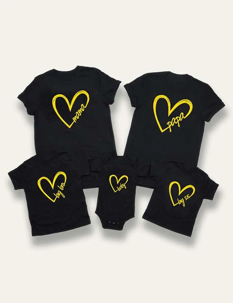 Valentine's Day Papa Mama Letter Printed Family Matching T-Shirt - Image 2