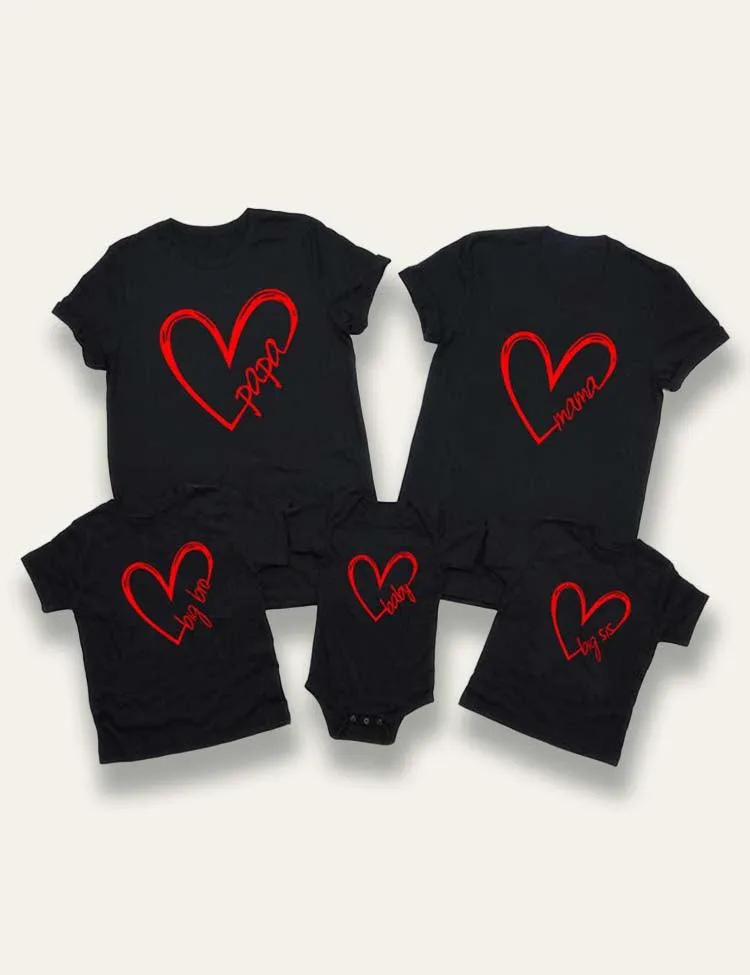 Valentine's Day Papa Mama Letter Printed Family Matching T-Shirt - Image 3